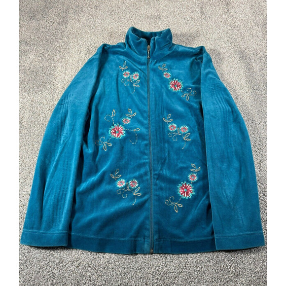 Vintage 90s Y2K Velvet Jacket Small Embroidered Cottagecore Grandmacore - Picture 1 of 9